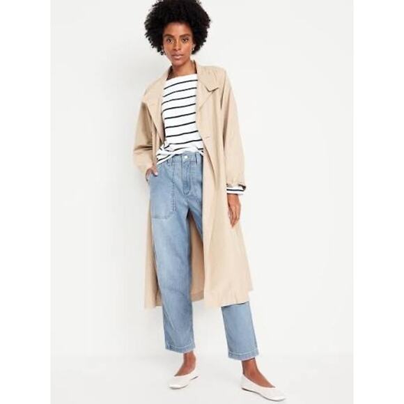 Old Navy OG Chino High Rise Utility Slouchy Ankle Denim Jeans Elastic Waist XL - Picture 1 of 13